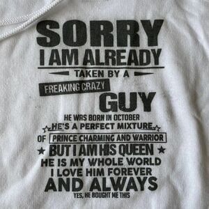 Dating Guy with October Birthday Hoodie White Small